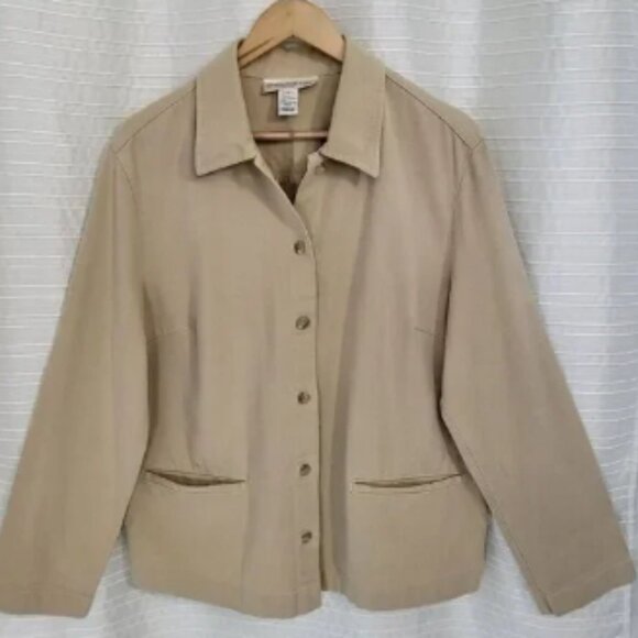 Jones Wear Sport Tan Tencel Blend Jacket Women's Size 1X - Picture 1 of 5